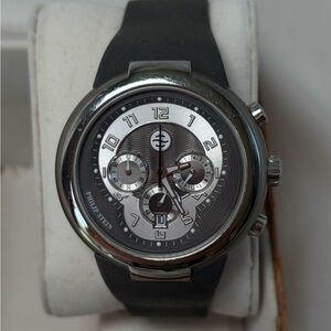 Philip Stein Silver and Black Chronograph Watch Natural Frequency Technology